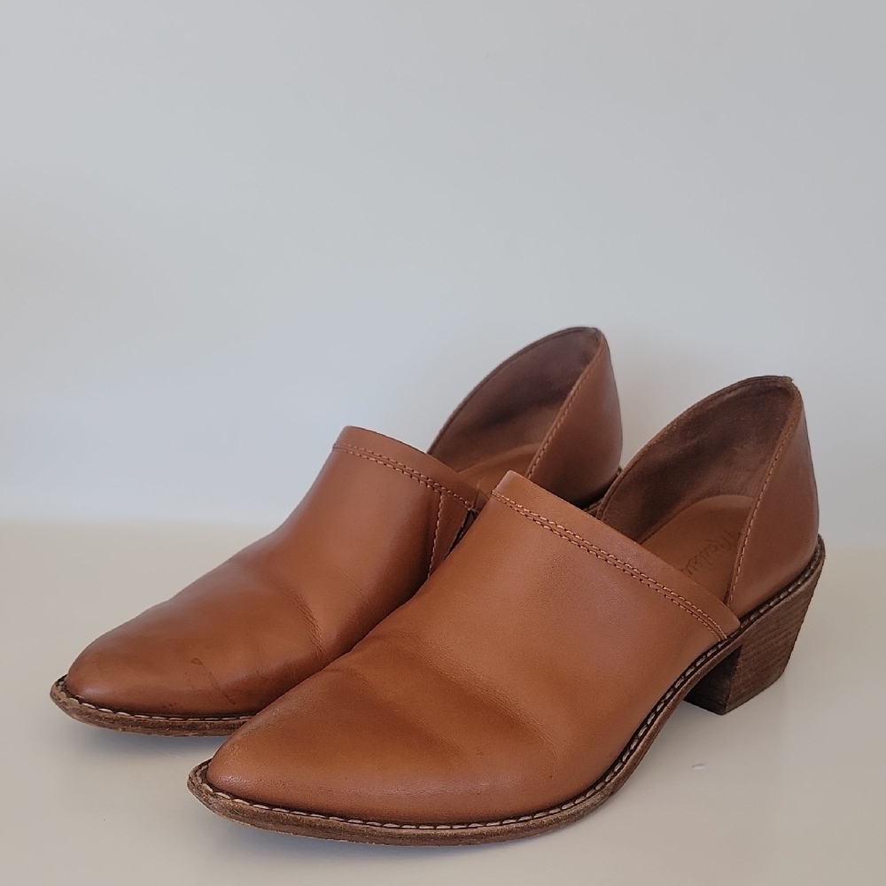 Madewell Womens Brady Boot Size 8 Low Cut Bootie Block Heel Tang Leather Shoe - Picture 3 of 9